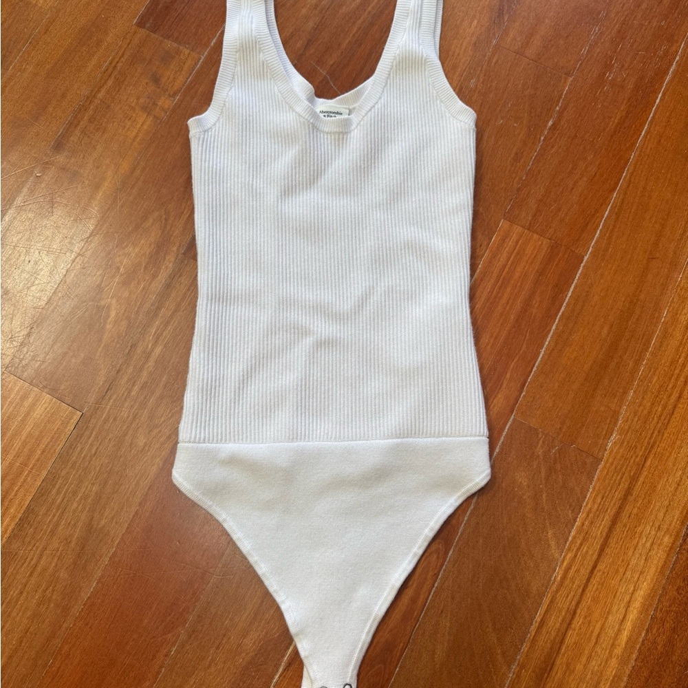 Abercrombie & Fitch White Ribbed Bodysuit